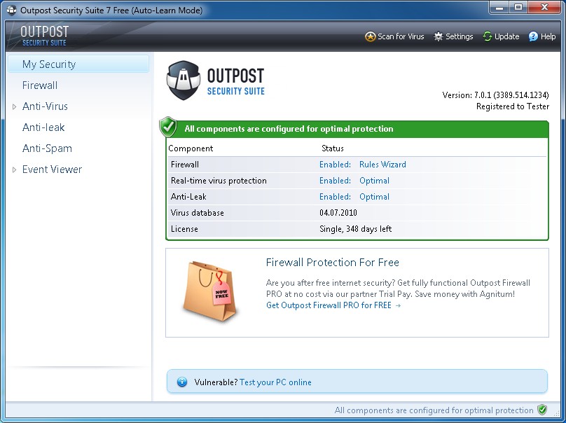 Outpost Security Suite Pro (32-bit) 7.5.3 (3942.608.1810.488)