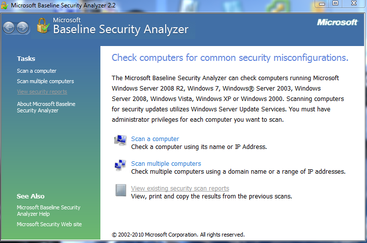 Microsoft Baseline Security Analyzer 2.3