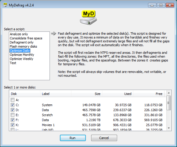 MyDefrag (formerly JkDefrag) 4.3.1