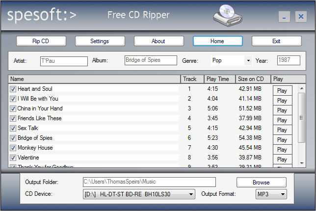 SpeSoft Free CD Ripper 4.3