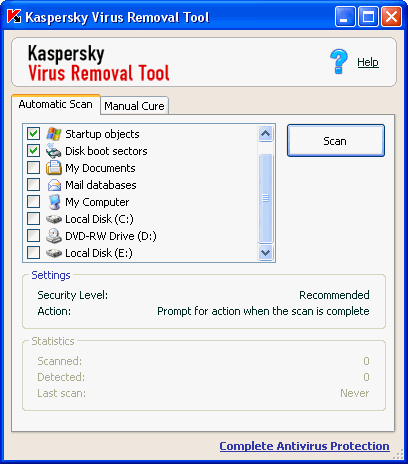 Kaspersky Virus Removal Tool 16.03.22