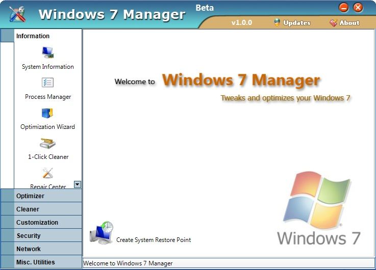 Windows 7 Manager 5.2.0.1